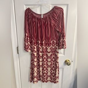 Beautiful Tunic style dress - Crimson and cream - XL